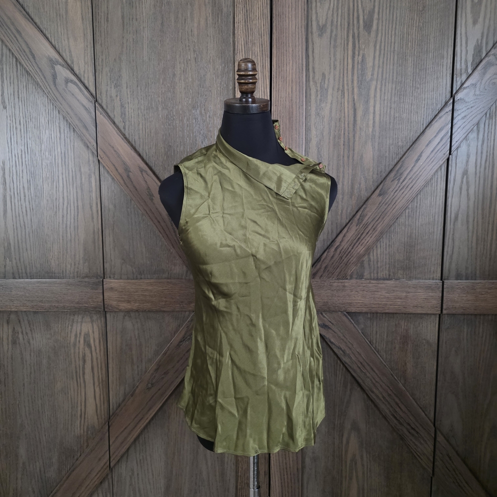 Herve Leger Olive Green Sleeveless Asymmetric Neck Camisole